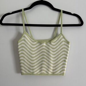 Pacsun Green and White Striped Women's Tank Top